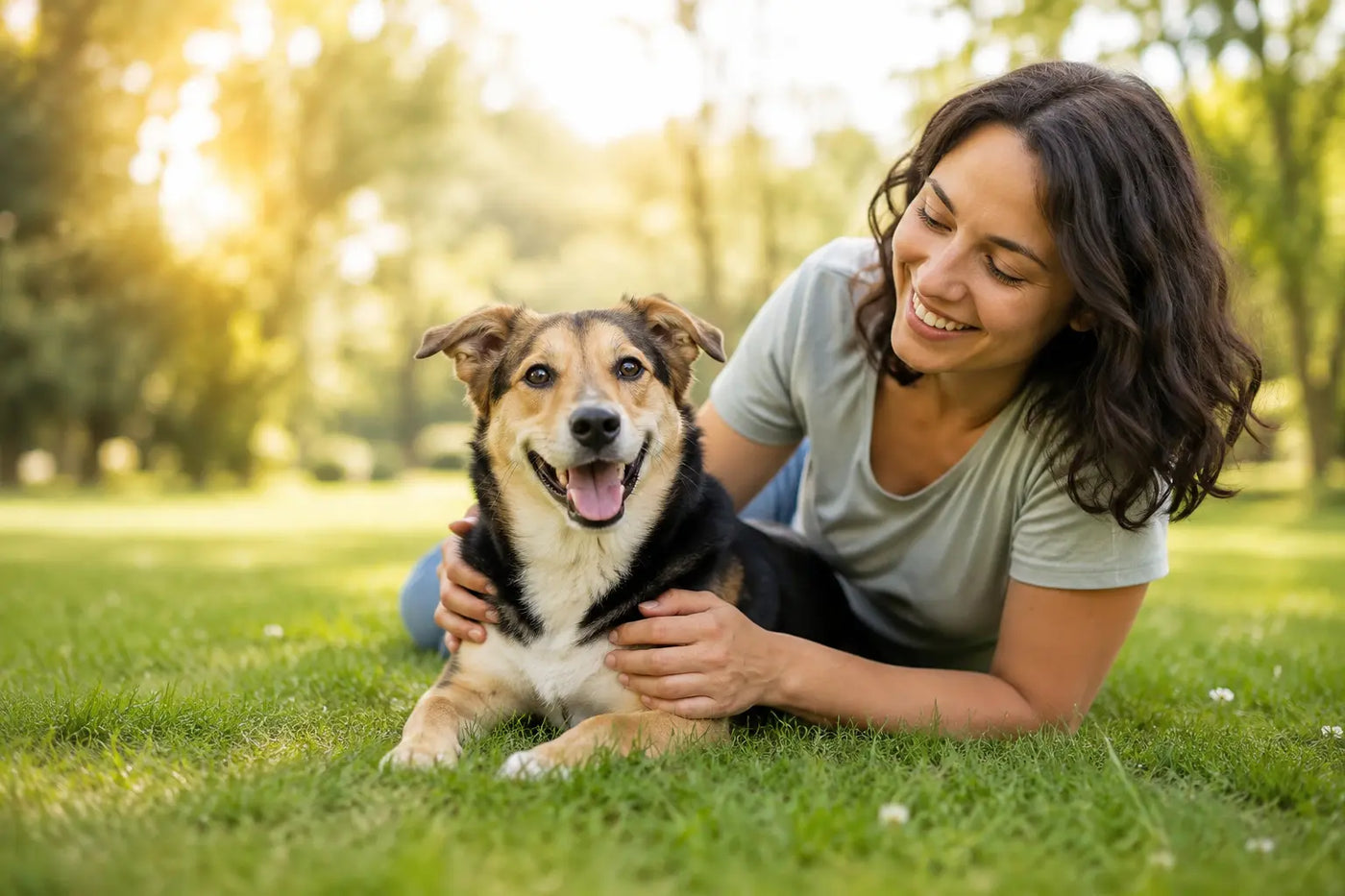 Perro sano y feliz junto a su familia en Chile